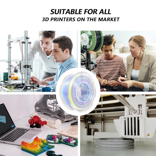 Image of iBOSS Silk Rainbow PLA+ Filament, Multicolor Silk 3D Printer Filament 1.75mm + /- 0.02mm, Fast Color Change Each 8 Meters, 1kg /2.2lbs, Silk Macaron Rainbow Filament