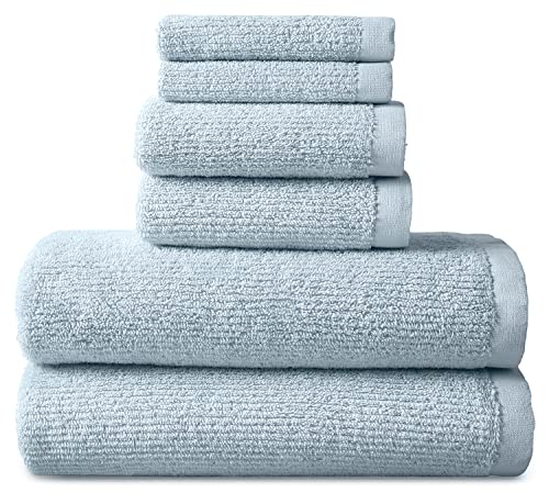 100 % Baumwolle, schnell trocknendes Handtuch-Set, strukturierte Badetücher, sehr saugfähiges und langlebiges Handtuch-Set, Greenwich Collection (6-teiliges Handtuch-Set, himmelblau) Cover