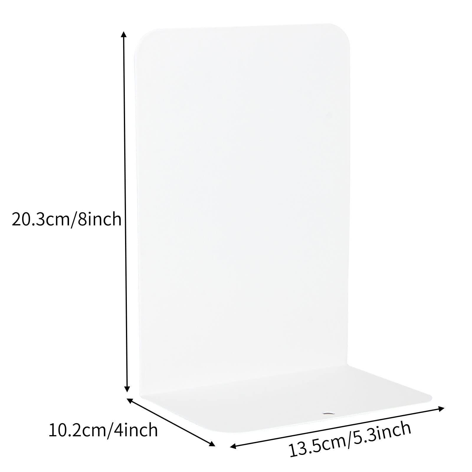 Lot de 6 Serre-Livres Blancs 20.3x10.2x13.5cm, Cale Livre Minimaliste avec Base Antidérapante, Séparateurs de Livres Robustes pour Bureau et École, Blanc