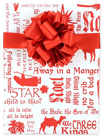 Rustic Pearl Collection Religious Christmas Wrapping Paper (Red Christmas Nativity Gift Wrap), 24" x 20 FT ROLL
