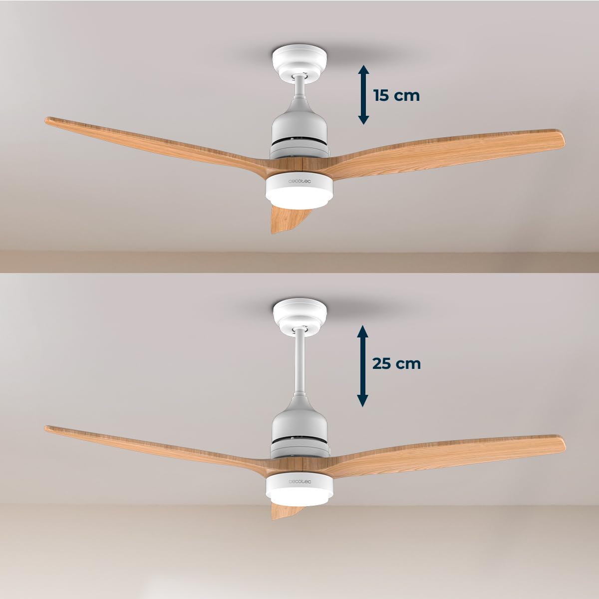 Cecotec Deckenventilator EnergySilence Aero 5230 WhiteWood. 40W DC-Motor, 3 Hocheffiziente Flügel, 6 Einstellbare Geschwindigkeitsstufen, Durchmesser von 52", Sommer-/Winterfunktion
