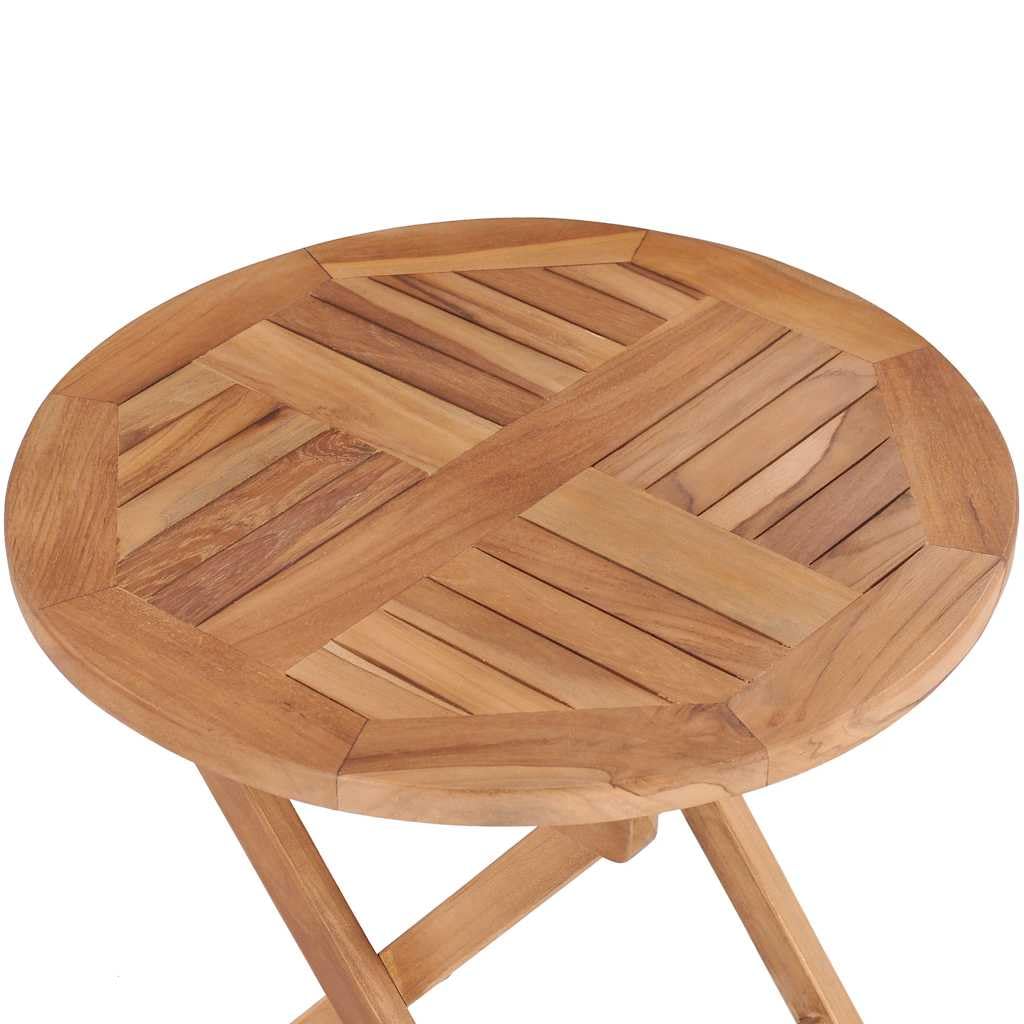 Tavolo da Giardino Pieghevole 45 cm in Legno Massello di Teak | Tavolino rotondo salvaspazio per balcone e patio, ideale per servire caffe e snack all'aperto.