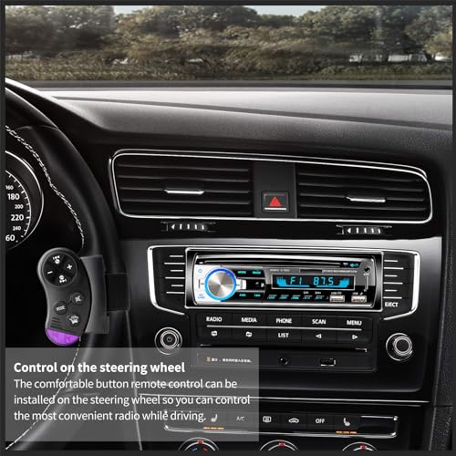 Lifelf Autoradio mit Bluetooth Freisprecheinrichtung, 65W*4 Bluetooth Autoradio 1 Din mit Lenkrad-Fernbedienung, FM/MP3-Player/2*USB/TF/AUX Audio/Antenna Adapter (Keine CD)