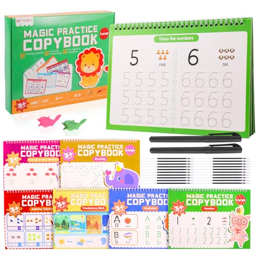 Confezione da 6 quaderni di scrittura a mano grandi, scanalati,