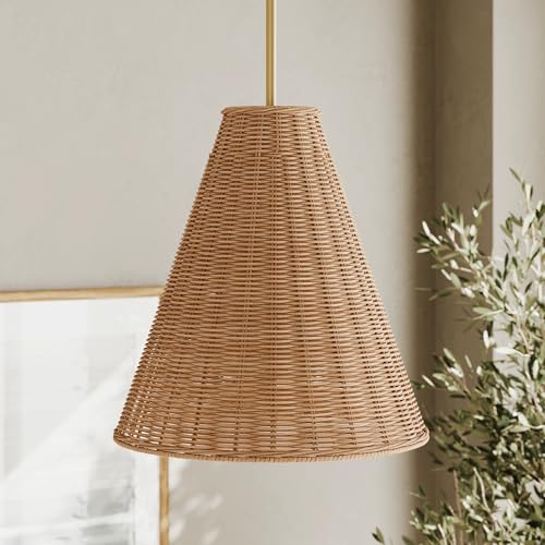 Nathan James Mischa Boho Pendant Light for Kitchen Island, Large Rattan Ceiling Light Fixture with...