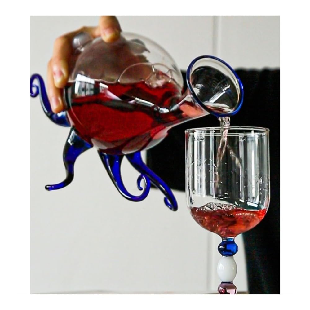 birene Decanter Decanter for Vino Rosso Creativo Fatto a Mano Pufferfish, con Vaso divisore