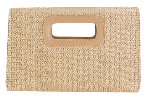 Image of Straw Clutch Purse for Women Travel Straw Beach Tote Bag Woven Rattan Envelope Bag Top Handle Crossbody Handbag for Summer
