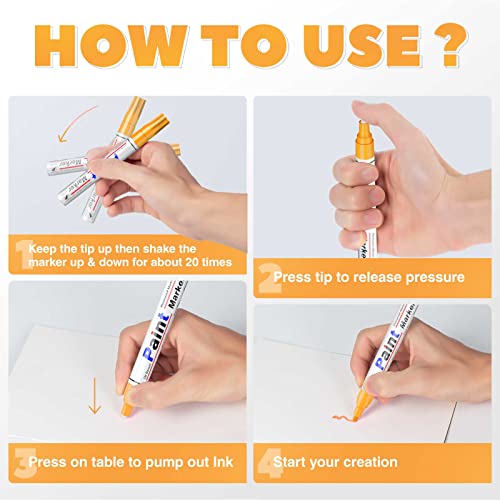 Permanent Paint Pens Paint Markers For Plastic Metal,Oil Based Paint Marker Pens Set,Quick Dry And Waterproof,Oil Paint Pen Paint Markers For Glass,Tires, Fabric,Wood,Rock Surfaces,Diy Craft,8 Colors #TOP3