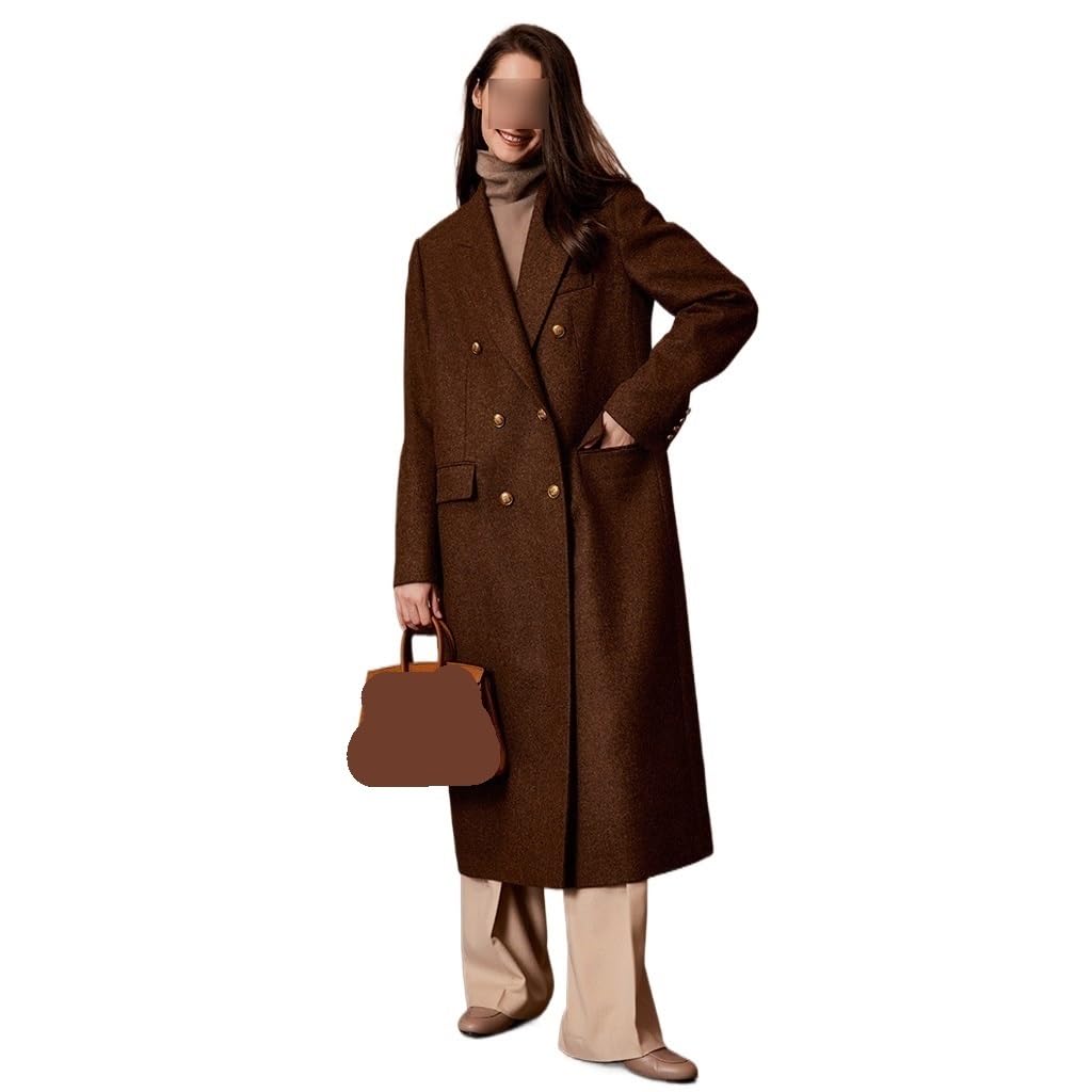 Khadi and Co 手織りツイードコート ブラウンMサイズ アウター コート ジャケット 上着 ロングコート チェスターコート