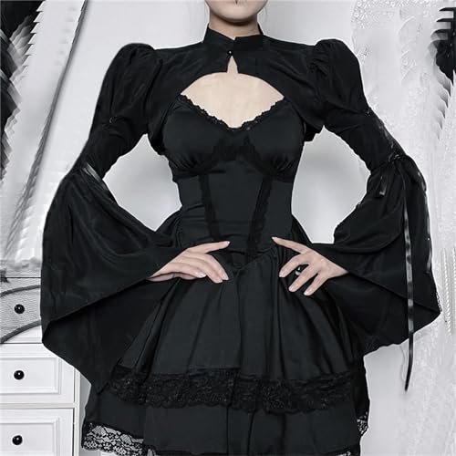 TOMETO STAR Bolero Shrug Tops for Women Goth Flare Sleeve Shrugs2