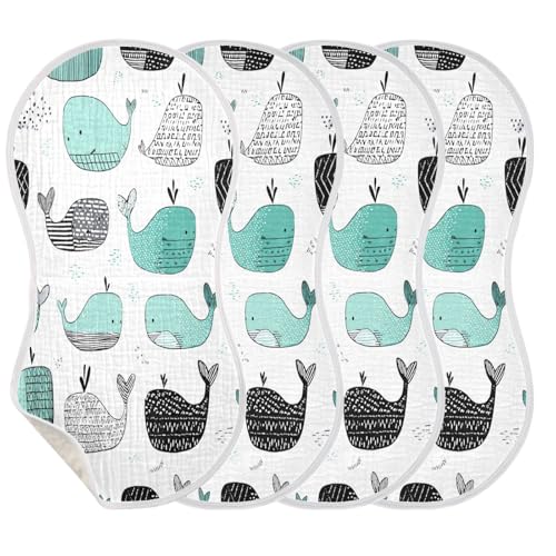 Kigai Cute Whales Baby Burp Cloths Extra Soft and Absorbent Burping Rags Cotton Burping Clothes Baby Washcloths for Newborn Boys Girls - 1 Pack3