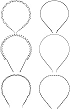 IRONTAB 6 Pieces Metal Hairband Multi-Style Non-Slip Black Metal Headband, Unisex Fashion Adjustable Wavy Elastic Hair Hoop Band for Women, Daily Use, Casual, Fitness, Workout, Salon, Special Occasion Styling