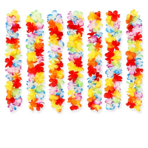 Image of VIROSA 12 Pieces Hawaiian Lei Flower Lei Luau Garland For Tropical Party Hen do Special Occasion Decorations