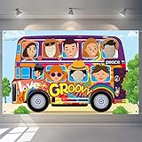 60's Party Decorations Hippie Bus Photo Booth Props Backdrop Banner Groovy Background Hippie Themed Birthday Carnival School Party Photo Prop Backdrop for Large Party Decoration