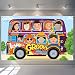 60's Party Decorations Hippie Bus Photo Booth Props Backdrop Banner Groovy Background Hippie Themed Birthday Carnival School Party Photo Prop Backdrop for Large Party Decoration