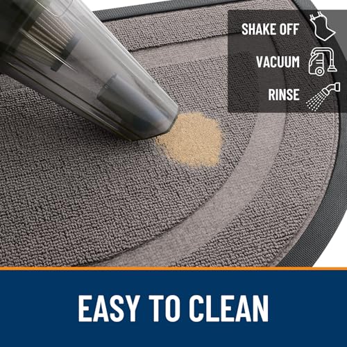 Image of OLANLY Half Circle Door Mat Indoor Outdoor Entrance Welcome, Waterproof All-Season, All-Weather Doormat, Sturdy Natural Rubber, Low Profile, Easy Clean Patio Porch Entryway Mat, 33x21, Taupe