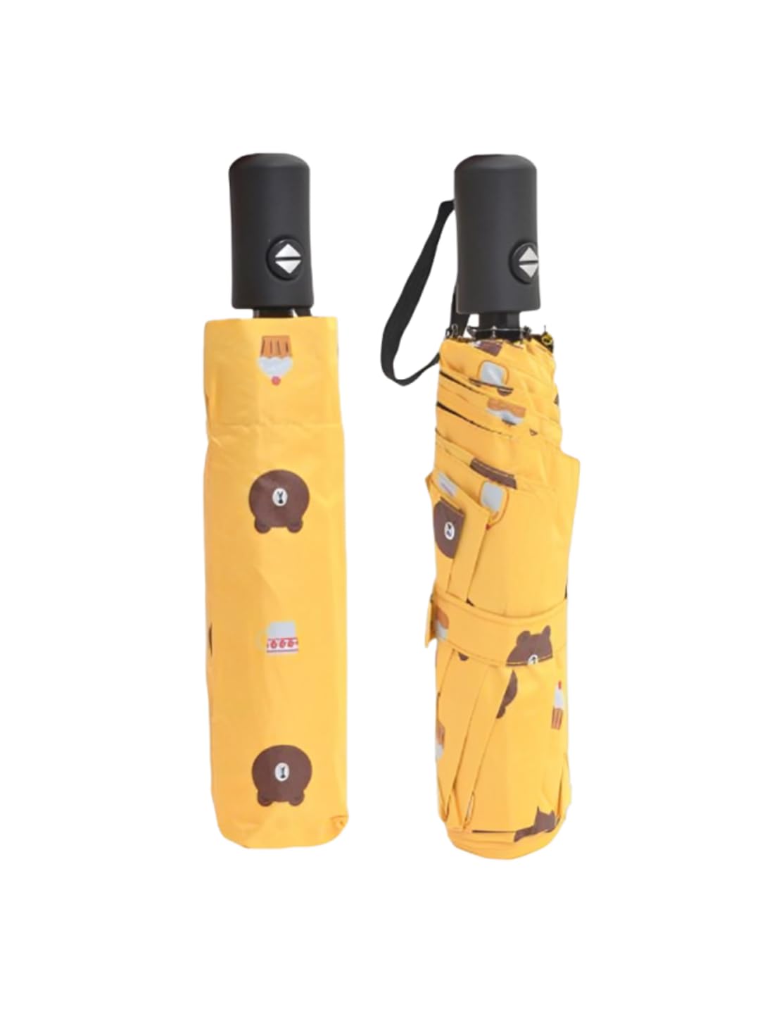 Yellow Cartoon Print Auto ON/OFF Waterproof Automatic Compact Umbrella (FLUB-1027-Yellow)-image-4
