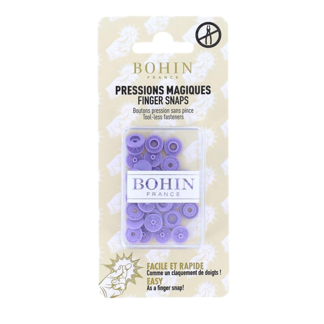 Bohin Mauve Snap Fasteners, 9Mm