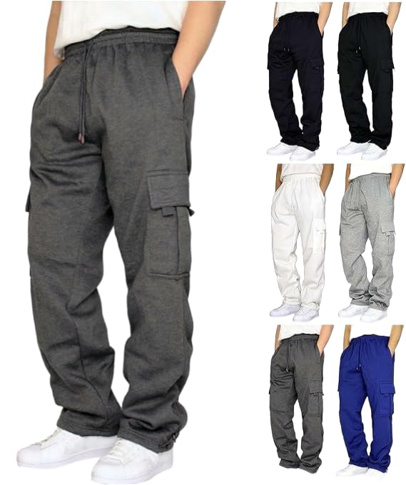 Mens Athletic Joggers Stretch Sweatpants Loose Fashion Elastic Waist Drawstring Outdoor Casual Cargo Pant with Pocket