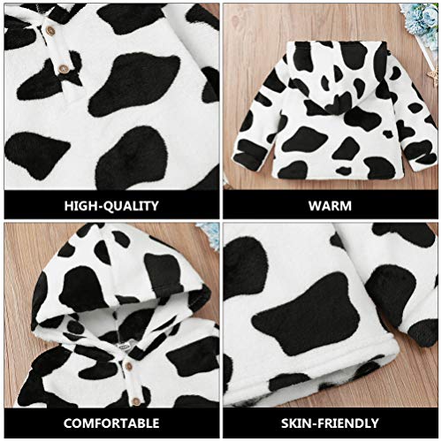 KESYOO Casaco Infantil Com Capuz Com Estampa de Vaca Roupas Quentes de Pelúcia Casaco Macio de Manga