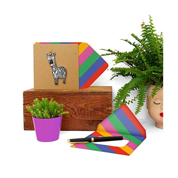 Tache TC251 "Alle Anlässe" Premium Handgefertigt Party Hat Zebra Grußkarte – Bild 4
