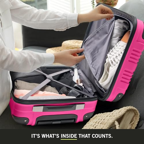 Image of Kenneth Cole REACTION Out of Bounds Lightweight Hardshell 4-Wheel Spinner Luggage, Magenta, 28-Inch Checked