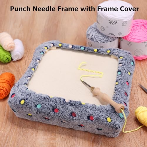 Image of Pllieay 10 * 10 Inch Punch Needle Frame with Frame Flannel Cover, Punch Needle Gripper Frame Rug Hooking Frame with Frame Cover for Rug Punch Needle and Embroidery Craft
