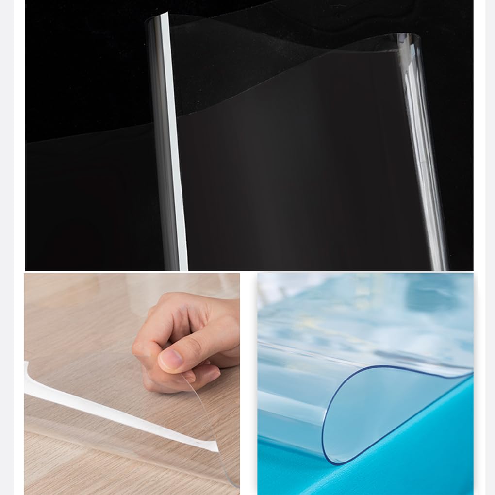 Protezione per Tavolo Plastificata Rettangolare PVC,Tovaglia trasparente Lavabili,Copri Tavolo Impermeabile,Copertura Scrivania Resistente Calore,Pellicola Antimacchia Per Cucina (1.5mm,100x220cm)