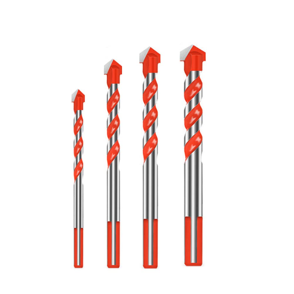 Broca triangular de 3-12 mm Juego de brocas de mampostería de diamante Baldosa de cerámica Ladrillo de hormigón Madera Vidrio Perforación Sierra de metal Kit de perforación, 4 piezas 6,12 mm Naranja