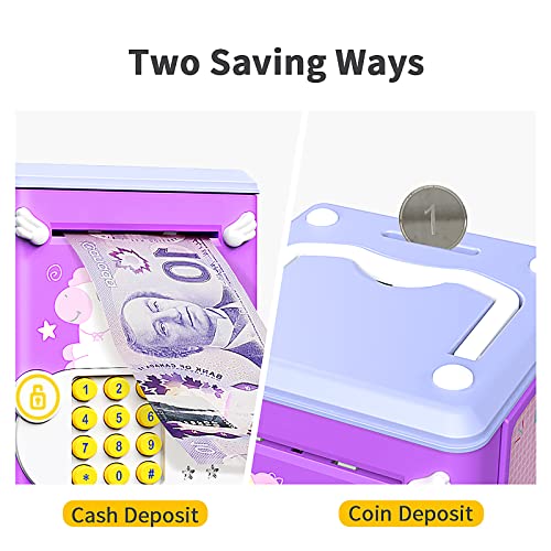 Deejoy Cofrinho eletrônico mini caixa eletrônico com senha pessoal e desbloqueio de impressão digita