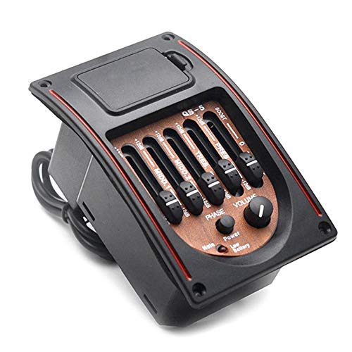 Controles de Tono de PláStico de 5 Bandas EQ Ecualizador Sintonizador Piezo Guitarra AcúStica de Registro Pre-Cableado Preamplificador Piezas de Guitarra Accesorios