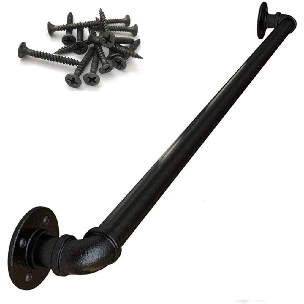 Main courante d'escalier en fer forgé noir mat 120cm pour intérieur et extérieur
