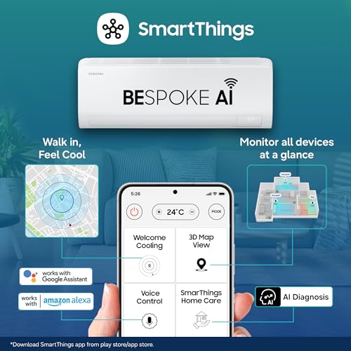 Image of Samsung 1.5 Ton 5 Star AI Inverter Smart Split AC (WiFi, Energy Saving, Voice Control, Powerful Cooling, Copper, Digital Inverter, 4 Way swing, 5 Step Convertible, BESPOKE AI AR50F19D1NHNNA)