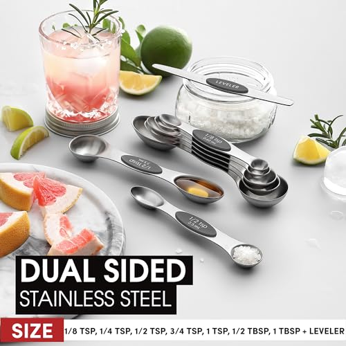Image of Spring Chef Stainless Steel Magnetic Measuring Spoons Set of 8, Gray