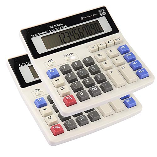 Calculadoras,HIHUHEN Desktop Office Pantalla de 12 dígitos Función estándar Calculadora electrónica científica, botón de batería y pilas AA (2 x ML200) Cover