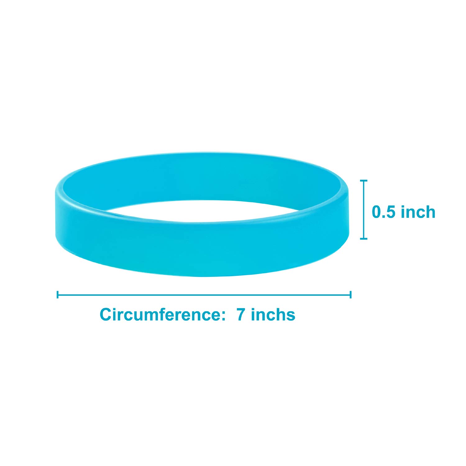 BRANDWINLITE Wholesale 6pcs/pack Single Colors Blank Silicone Wristbands Rubber Bracelets, 6pcs/Sky Blue, Youth/7“ - Image 3