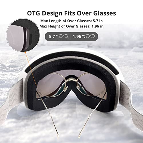 Extremus Milkrun Ski Goggles, Lightweight Snow Sports Goggles, Wide View Snowboard Snow Goggles For Men Women, Matt White Frame, 14K Gold Lens #TOP3