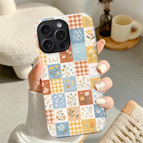 Coque iPhone 15 Pro Max anti-rayures robuste à motif patchwork floral - 2