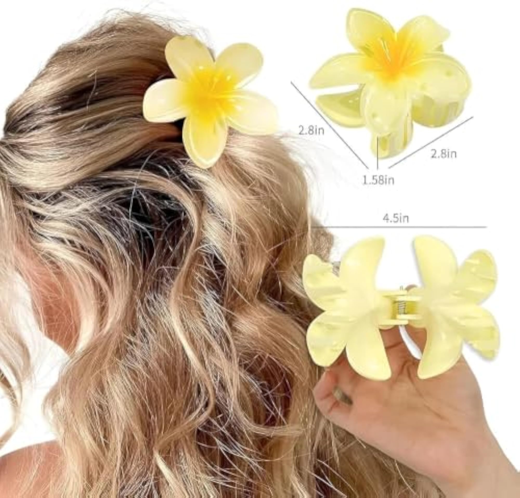 Flower Hair Claw Clips Pack of 3, Cute Floral Design