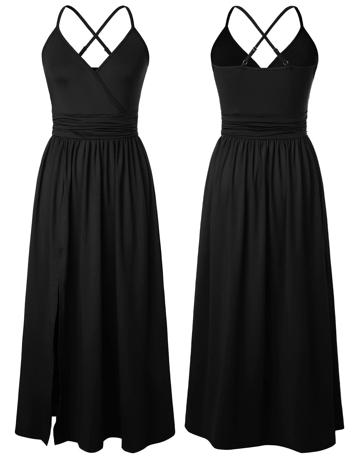 Robe Boho d'été pour Femme Bretelles Spaghetti Col en V Couleur Unie Floral Plage Longue Robe Maxi