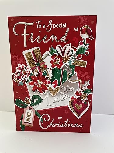 Jonny Javelin Special Friend Christmas Card - Hot Chocolates And Biscuits Embossed With Foil And Flitter Details - View #2