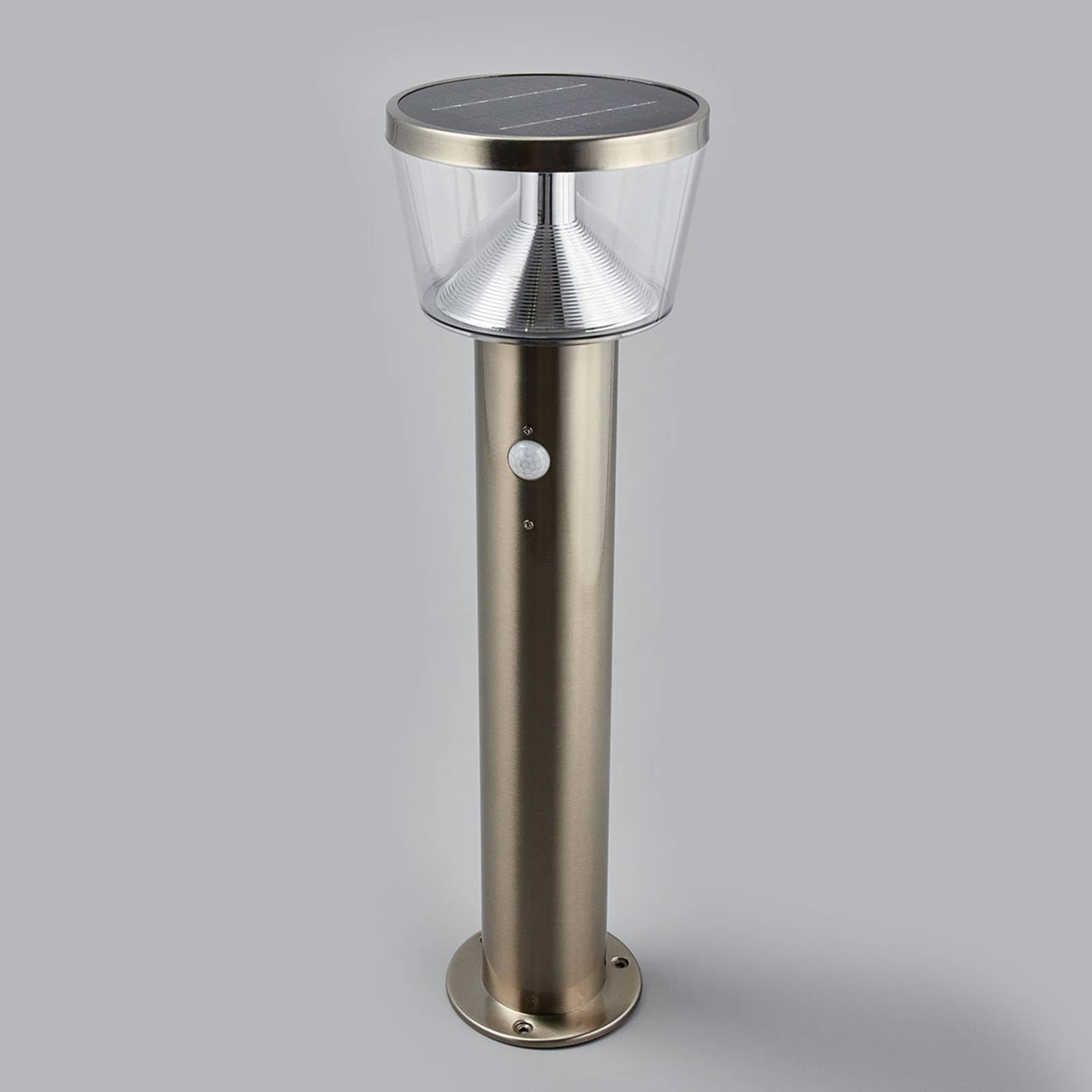 Lindby LED Solarleuchten Antje mit Bewegungsmelder (spritzwassergeschützt (Modern) in Alu aus Edelstahl (1 flammig,) - Solarlampe Solarleuchte Garten