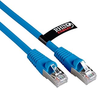 rhinocables CAT6A Ethernet Cable Shielded Snagless High Speed RJ45 Gigabit Booted Patch LAN Network Lead compatible with CAT5e, CAT6 Internet, Xbox, PS4, Smart TV, Router, Modem, PC (1.5m, Blue)