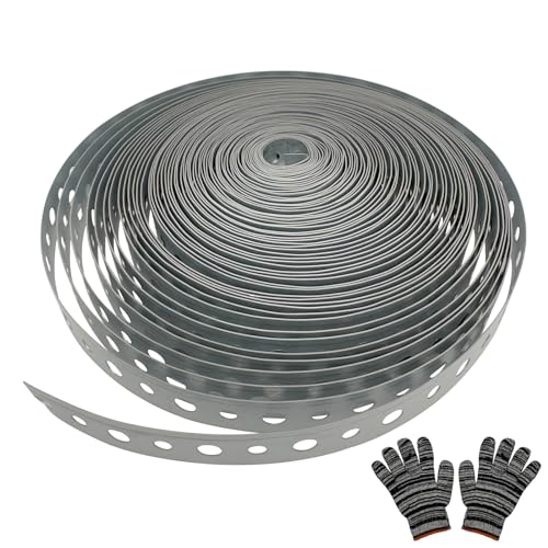Axisculpt Metal Pipe Strap 3/4-Inch x 50-Feet 24-Gauge for Pipe Support Galvanized Pipe Hanger Strap Metal Strapping with Hole Flexible Trimming