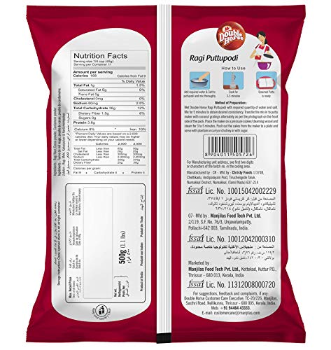 Image of Double Horse Ragi Puttupodi (500 Grams, Pack of 2)