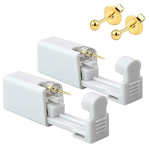 Paquete de 2 Pistolas de Perforación de Oreja Autoaplicables con Aretes, Kit de Perforación Desechable Sin Dolor Fácil de Usar Herramienta de Kit de