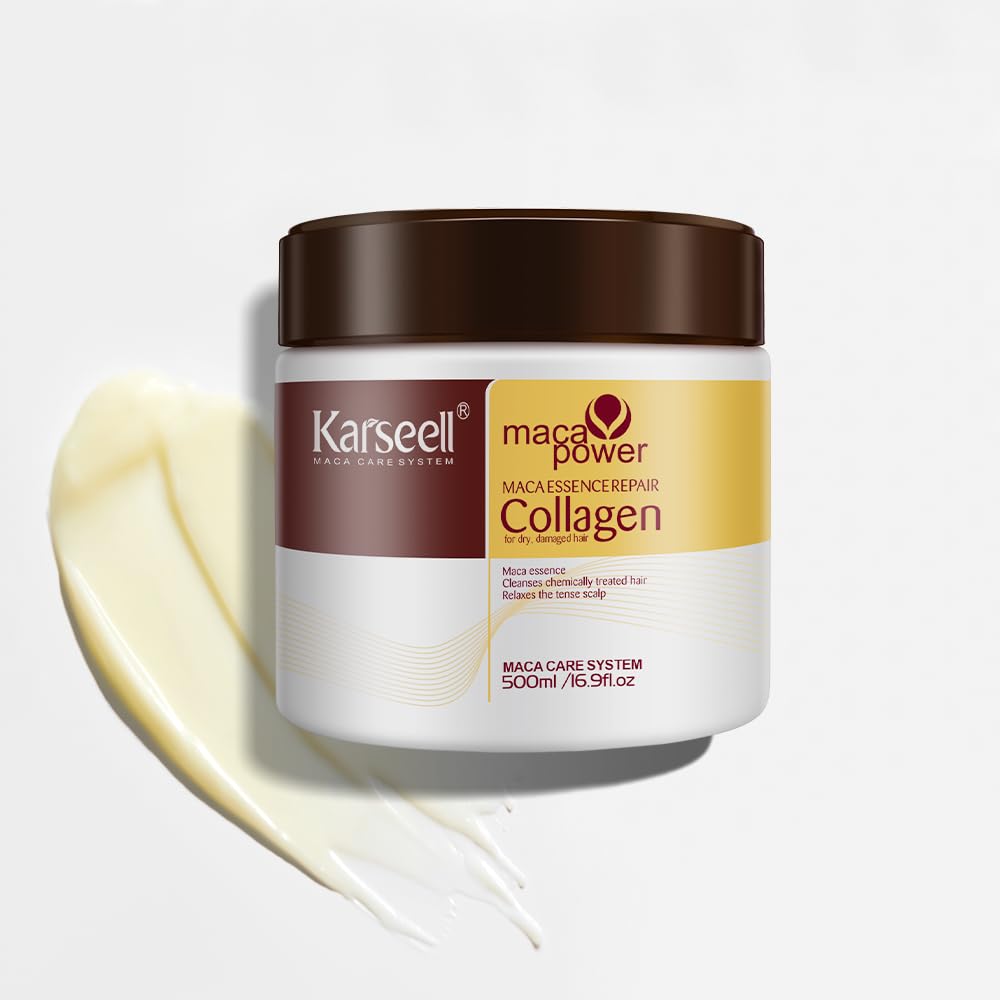 Karseell Kolagenowa Maska do Włosów 500ml, Głęboka Regeneracja do Pielęgnacji Włosów Kolagenowa Maska do Włosów Suchych Zniszczonych, Wszystkie Rodzaje Włosów