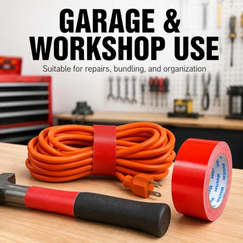 Image of Red Duct Tape, 2 Rolls, 2 in x 30 yd, Heavy Duty Cloth Tape