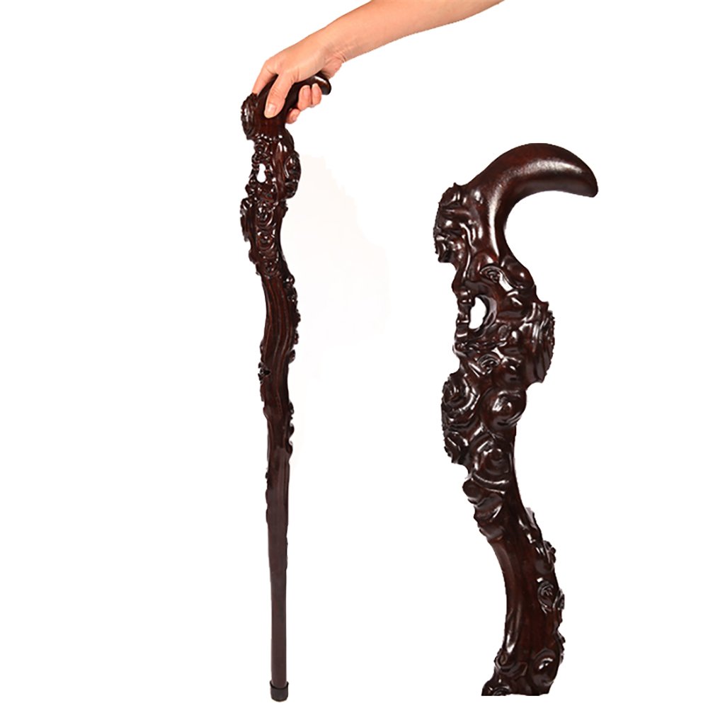 Amazon.co.jp: 木製の杖杖杖レッドウッドの杖木彫り2種類のモデル95cm