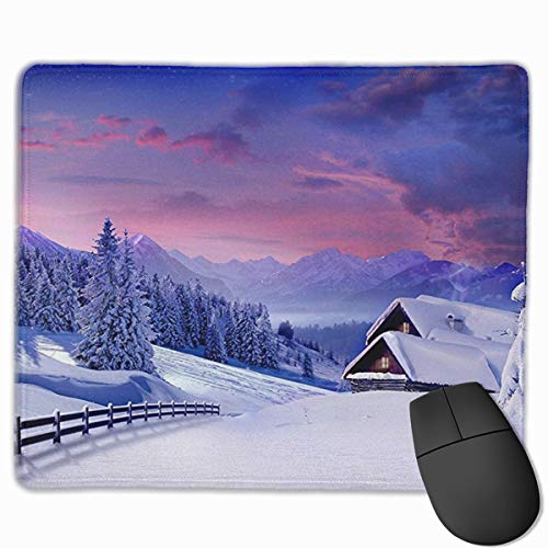 Preisvergleich Produktbild Jujupasg-Mauspad, Rutschfestes, Wasserdichtes Mousepad Auf Gummibasis Für Laptops - Festliche Winterszene Schneeberge